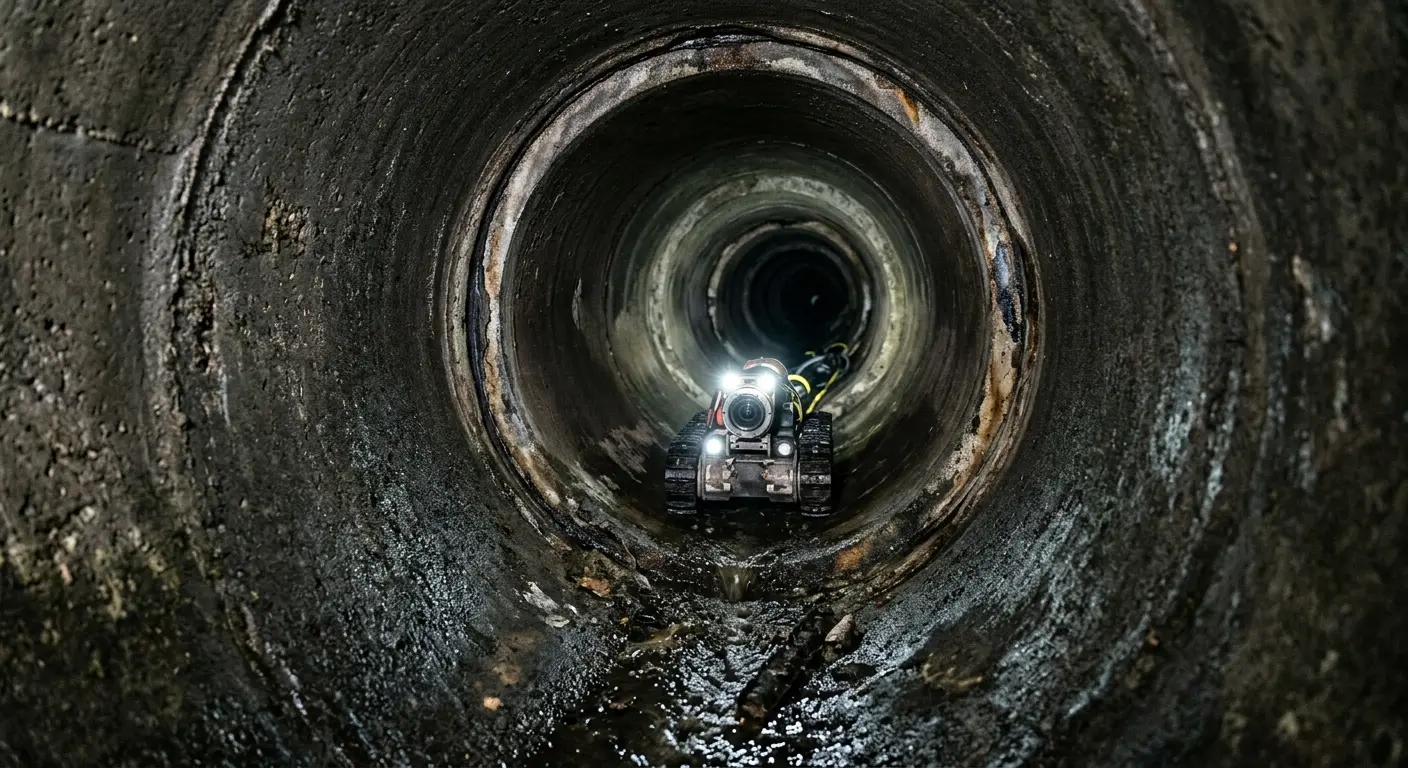 Robotic sewer camera inspecting pipe interior for Sewer Line Repair in Highlands Ranch
